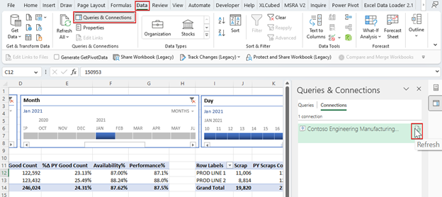 显示“查询和连接”窗格的屏幕截图。