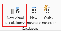 用于在 Power BI 主页选项卡中创建视觉计算的按钮的屏幕截图。
