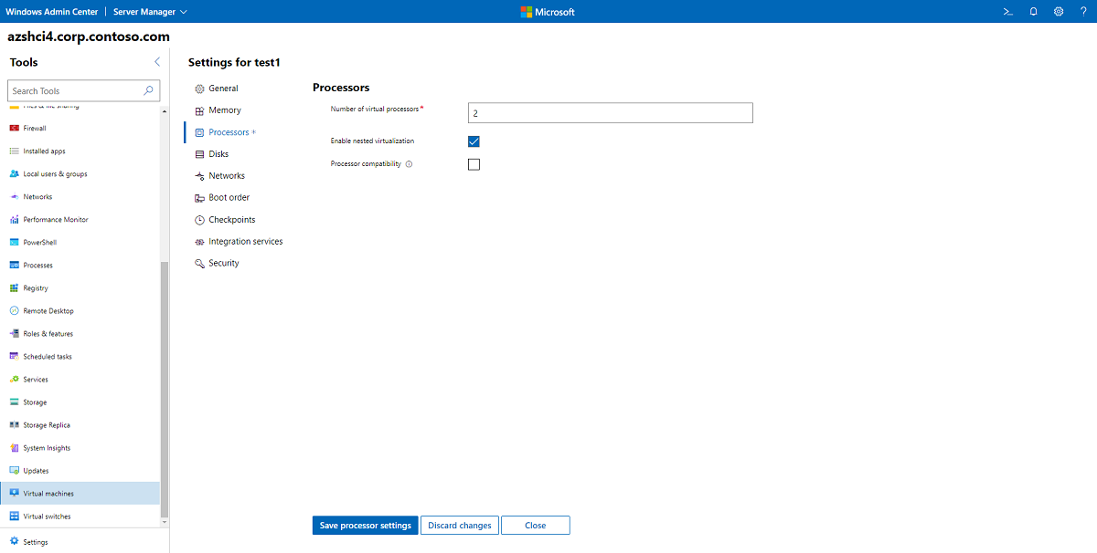 Check the box to enable nested virtualization on a VM