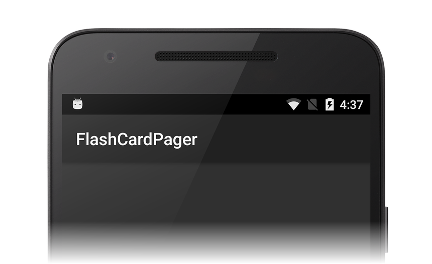 带有空 ViewPager 的 FlashCardPager 应用的屏幕截图