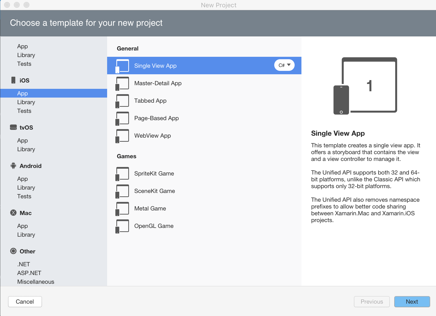 使用“单视图应用”模板