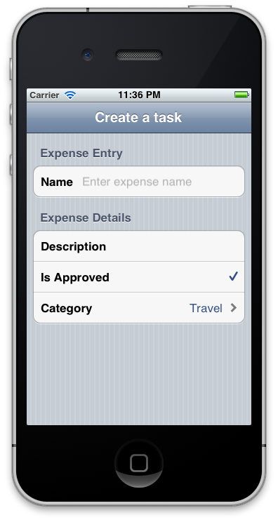 现在,运行应用程序会在该类别的表中生成一个新行,如下所示