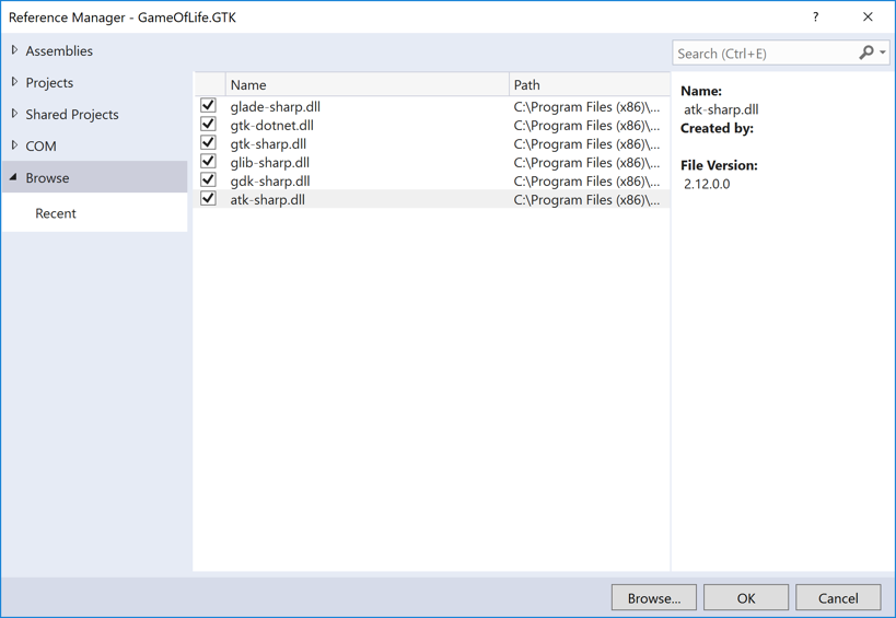 引用 GTK# 库 引用 GTK# 库