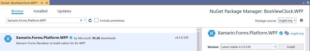 选择 NuGet 包 选择 NuGet 包