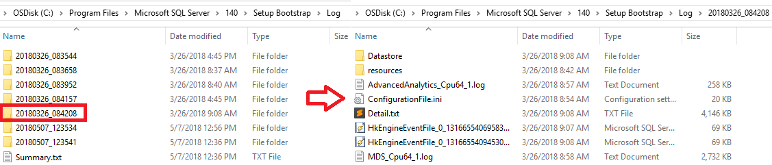 屏幕截图显示了在安装程序 Bootstrap 文件夹中查找 ConfigurationFiles.ini 文件的位置。