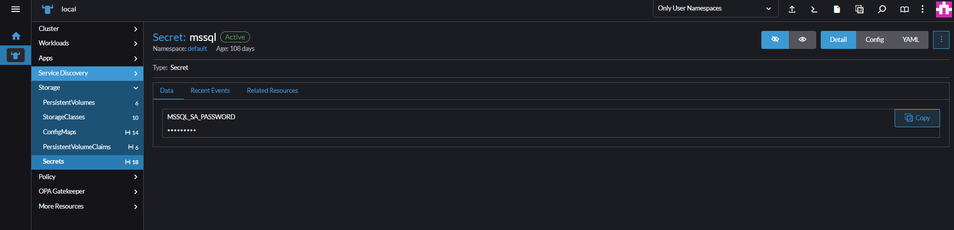 密码机密的屏幕截图。