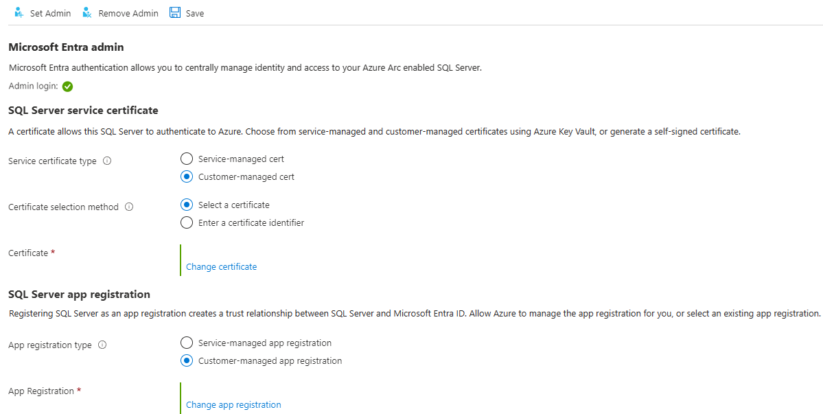 在 Azure 门户中设置Microsoft Entra 身份验证的屏幕截图。