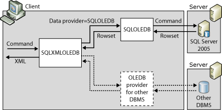 客户端上的 XML 格式的体系结构。 客户端上的 XML 格式的体系结构。