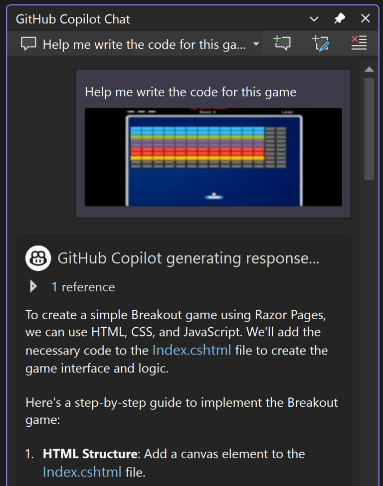 在 Copilot Chat 中添加图像的示例方案的屏幕截图。