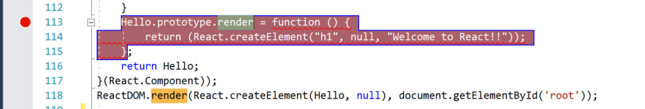 Visual Studio 代码窗口的屏幕截图。一个返回语句被选中,左侧栏中的一个红点指示设置了断点。