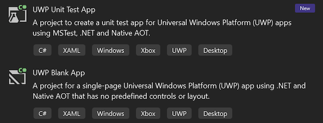 UWP .NET 9 MSTest 项目模板