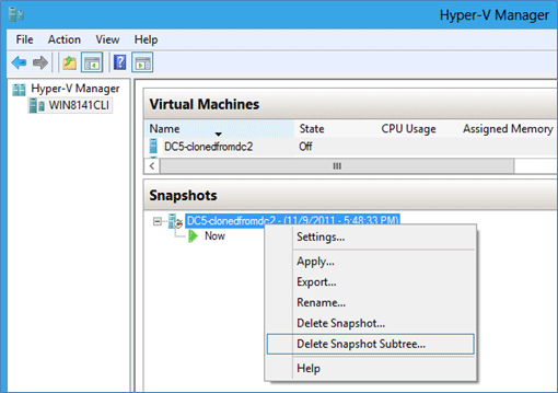 屏幕截图显示了如何删除任何快照。