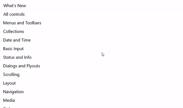 WinUI Gallery 中使用的语义缩放示例